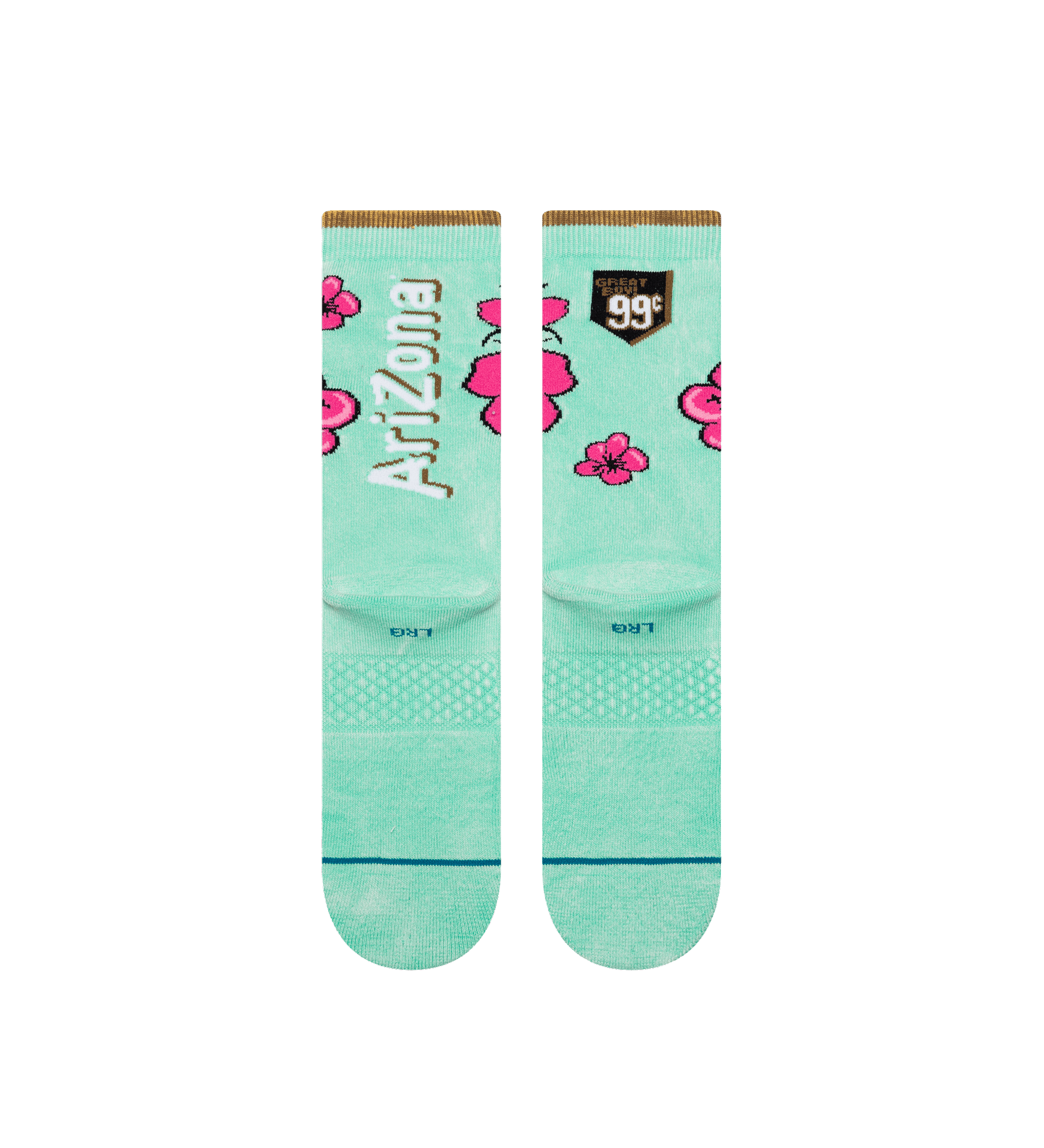Teal & Pink Cherry Blossom 99 Cents Crew Socks