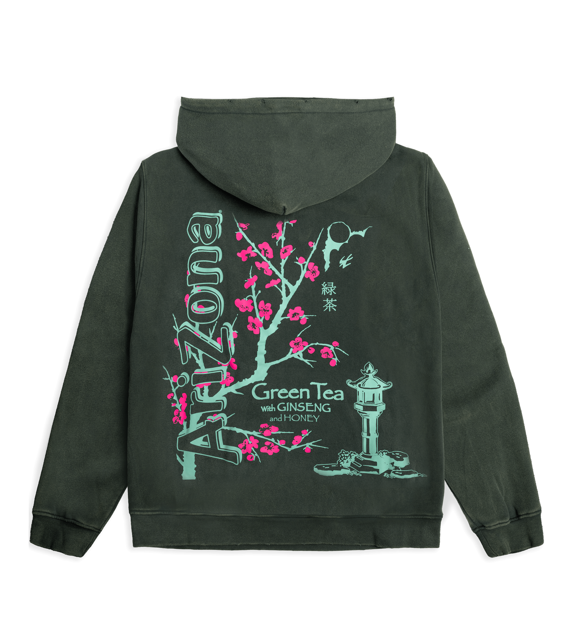 Green Tea Cherry Blossom Cotton-Blend Hoodie