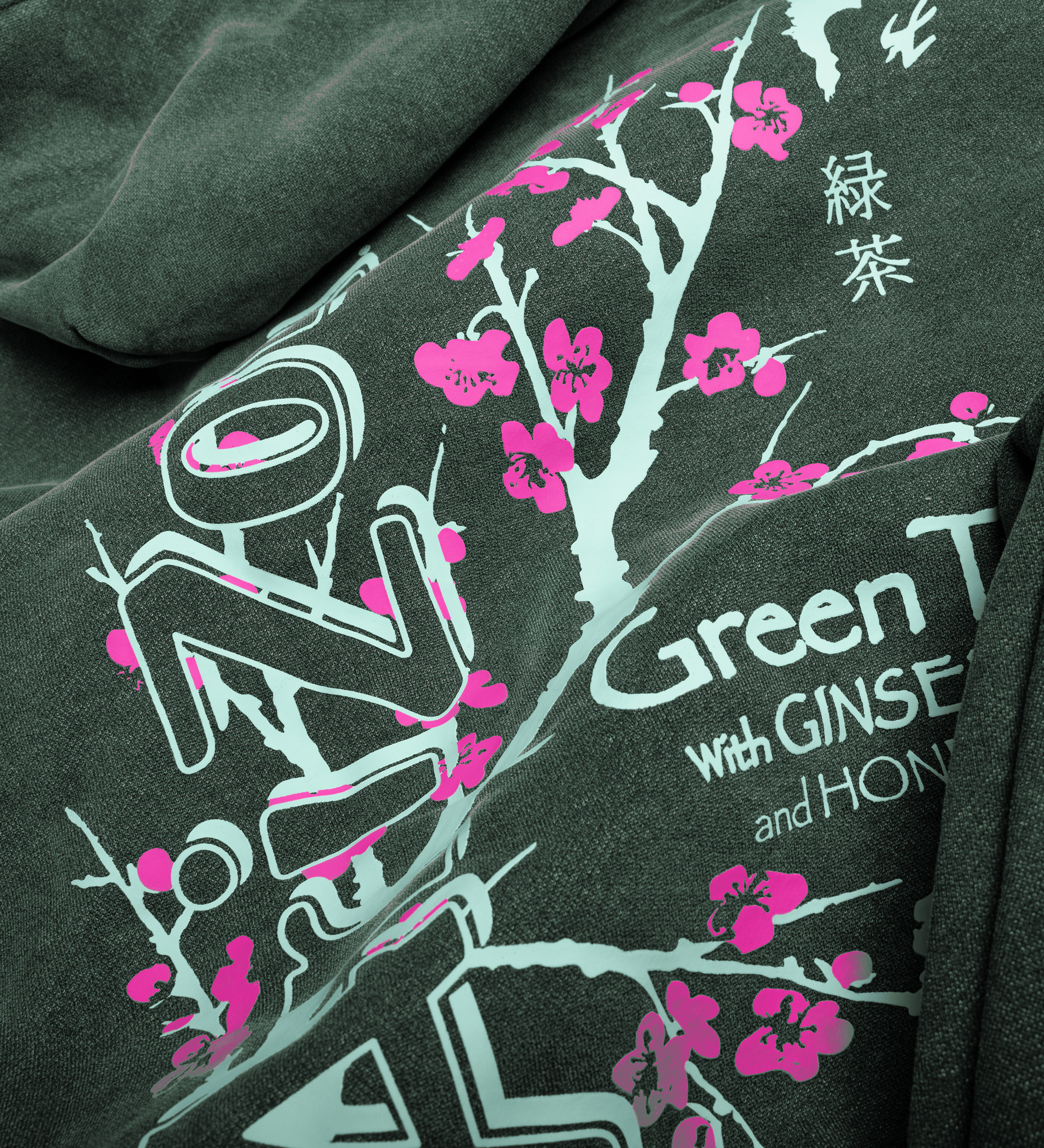 Green Tea Cherry Blossom Cotton-Blend Hoodie