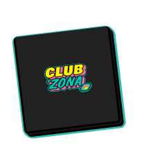 A black rectangular product, featuring a colorful CLUB ZONA! logo in yellow, pink, and blue with a small rainbow accent. The item is presented at an angle on a clean white background.