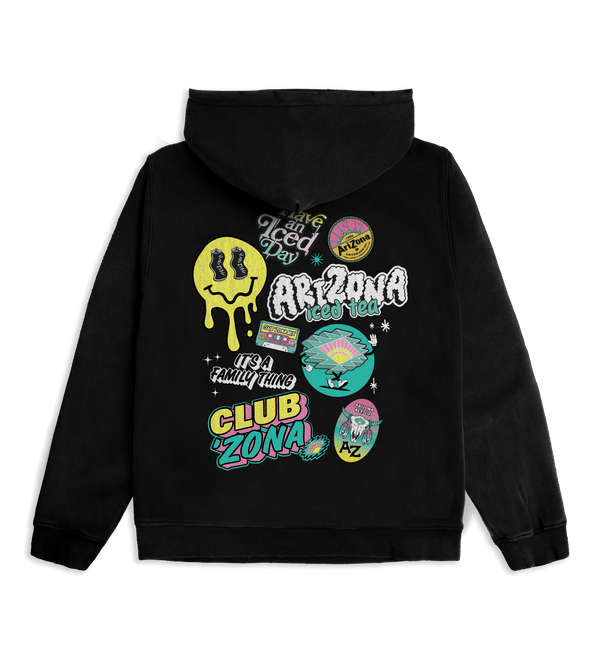 Washed Black Club ’Zona Sticker Hoodie