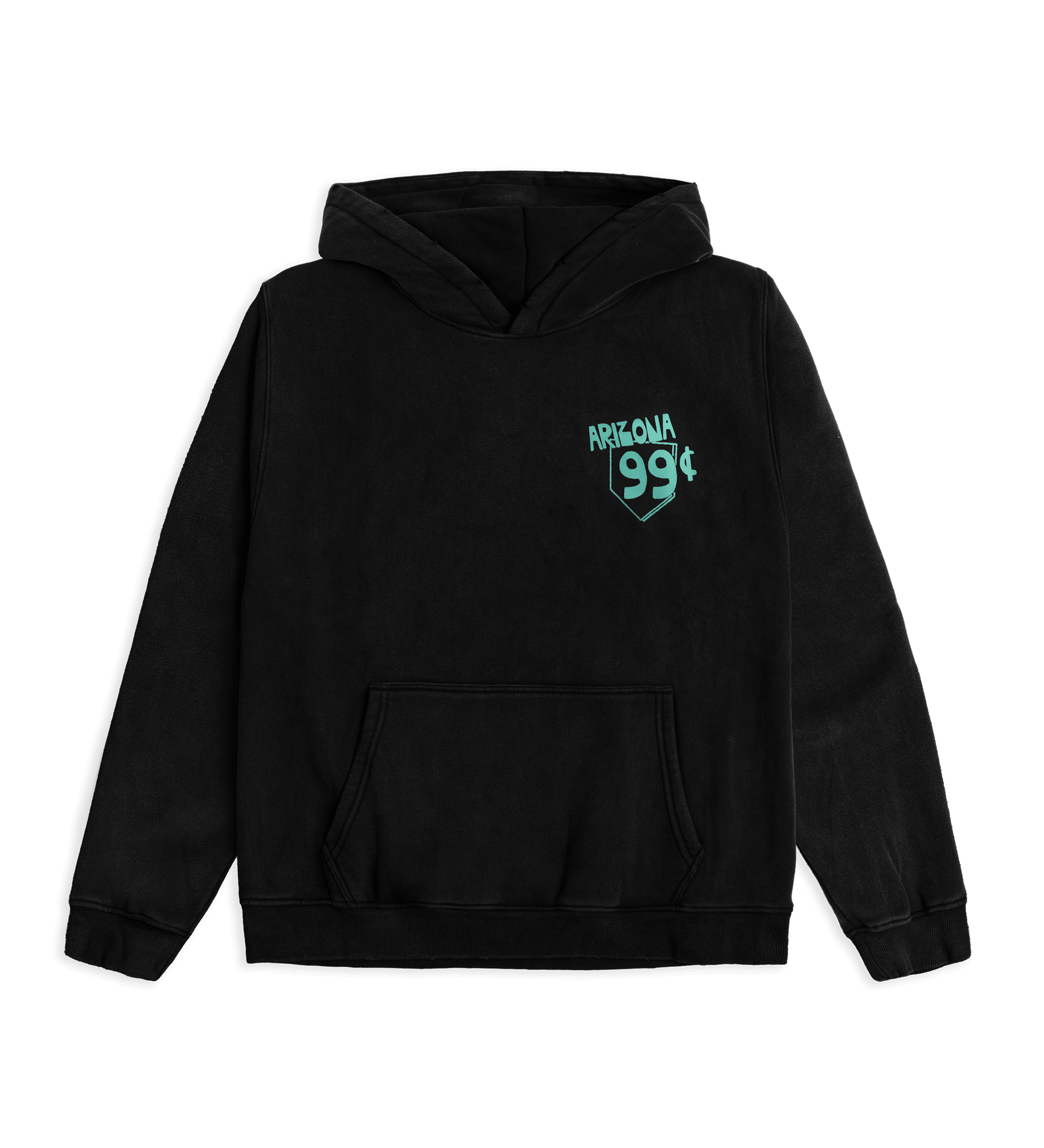 Black & Teal Scratch Doodle Cotton-Blend Hoodie