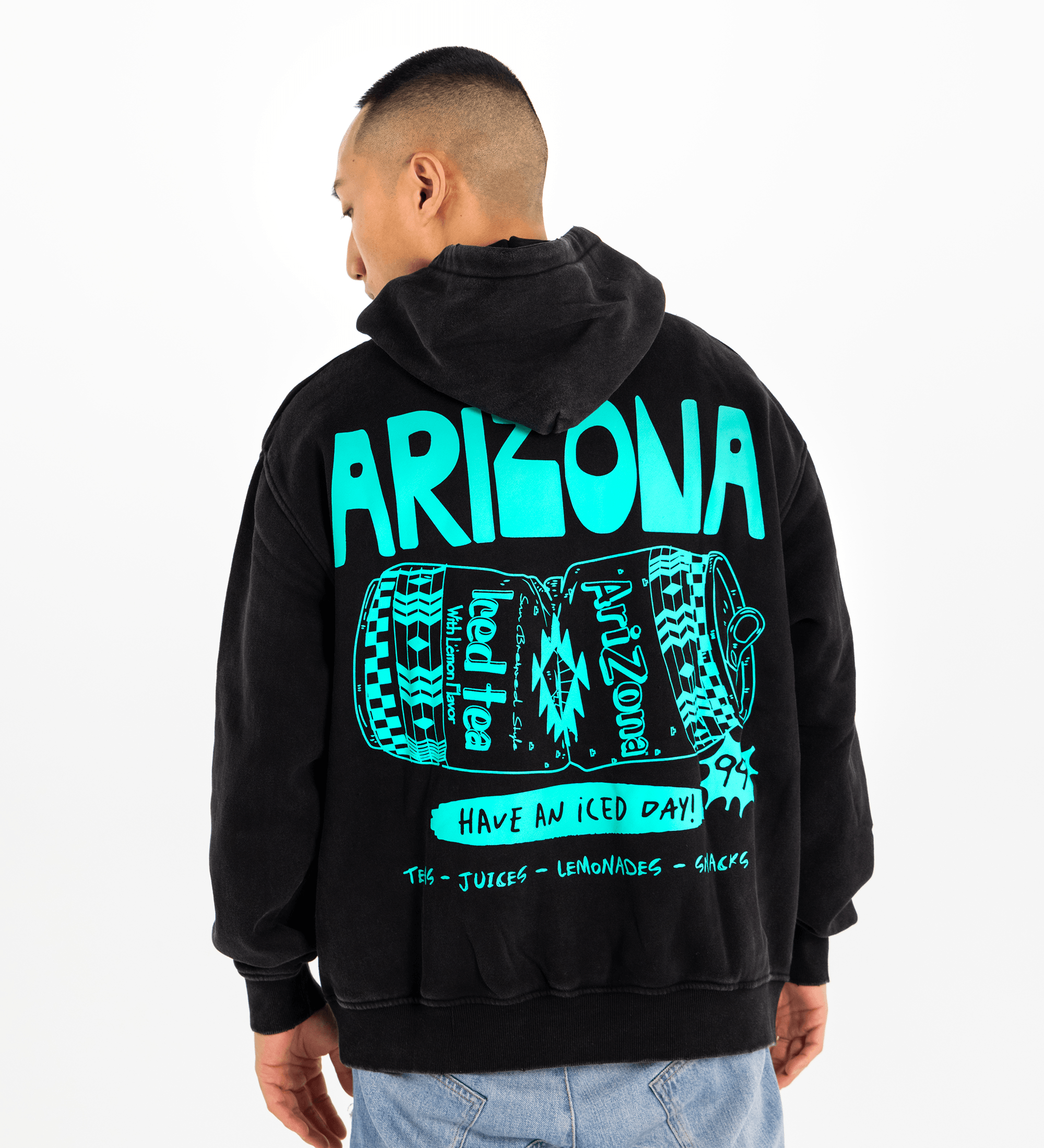 Black & Teal Scratch Doodle Cotton-Blend Hoodie