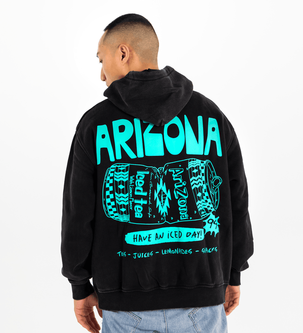 Black & Teal Scratch Doodle Cotton-Blend Hoodie