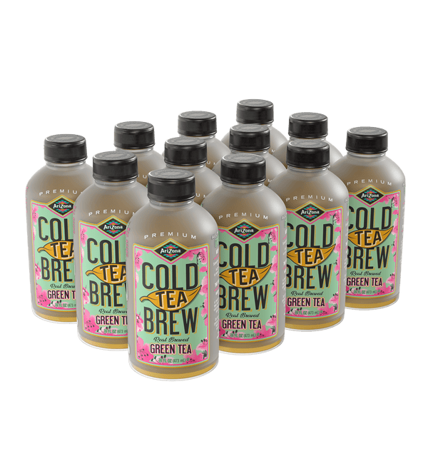 Multiple bottles of AZ Cold Tea Brew green tea flavor