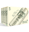 A 12-pack of Green Cola Zero canned beverages in a cream-colored cardboard carton, shown against a solid black background.