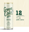 A single Green Cola Zero slim can beverage can shown on a light cream background with text reading 12 11 oz. slim cans' beside it.