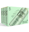 A 12-pack cardboard carton of Green Cola beverage cans on a black background. The packaging is a pale mint green with a large graphic of a water-droplet-covered glass can and black text reading 'Green Cola' and 'Naturally Refreshing.