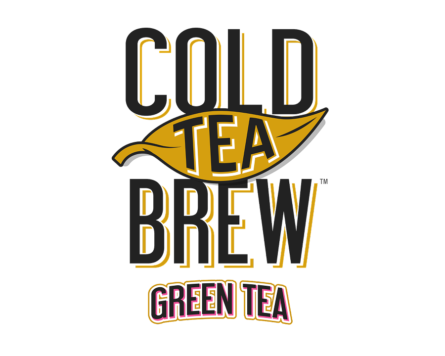 Logo for Cold Tea Brew Green Tea with a yellow leaf graphic 