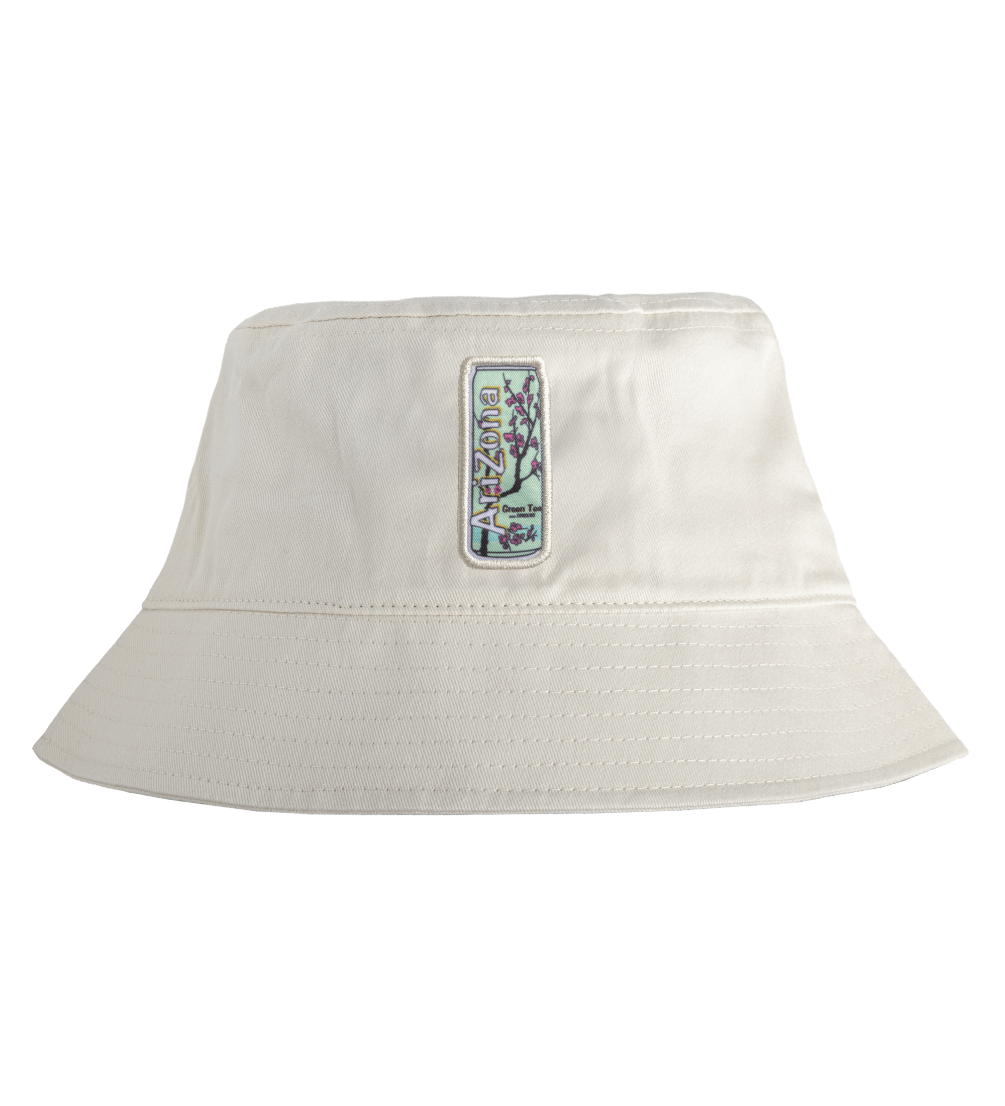 Beige & Teal Green Tea Can Smiley Reversible Bucket Hat