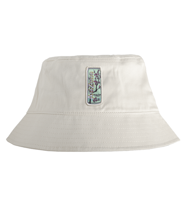 Beige & Teal Green Tea Can Smiley Reversible Bucket Hat