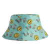 Beige & Teal Green Tea Can Smiley Reversible Bucket Hat