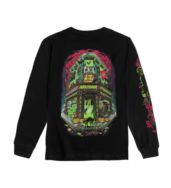 Black Haunted Bodega Halloween Long-Sleeve T-Shirt