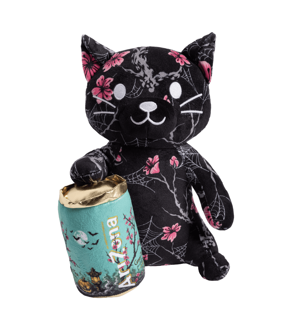Midnight Blossom Halloween Cat Plush Toy