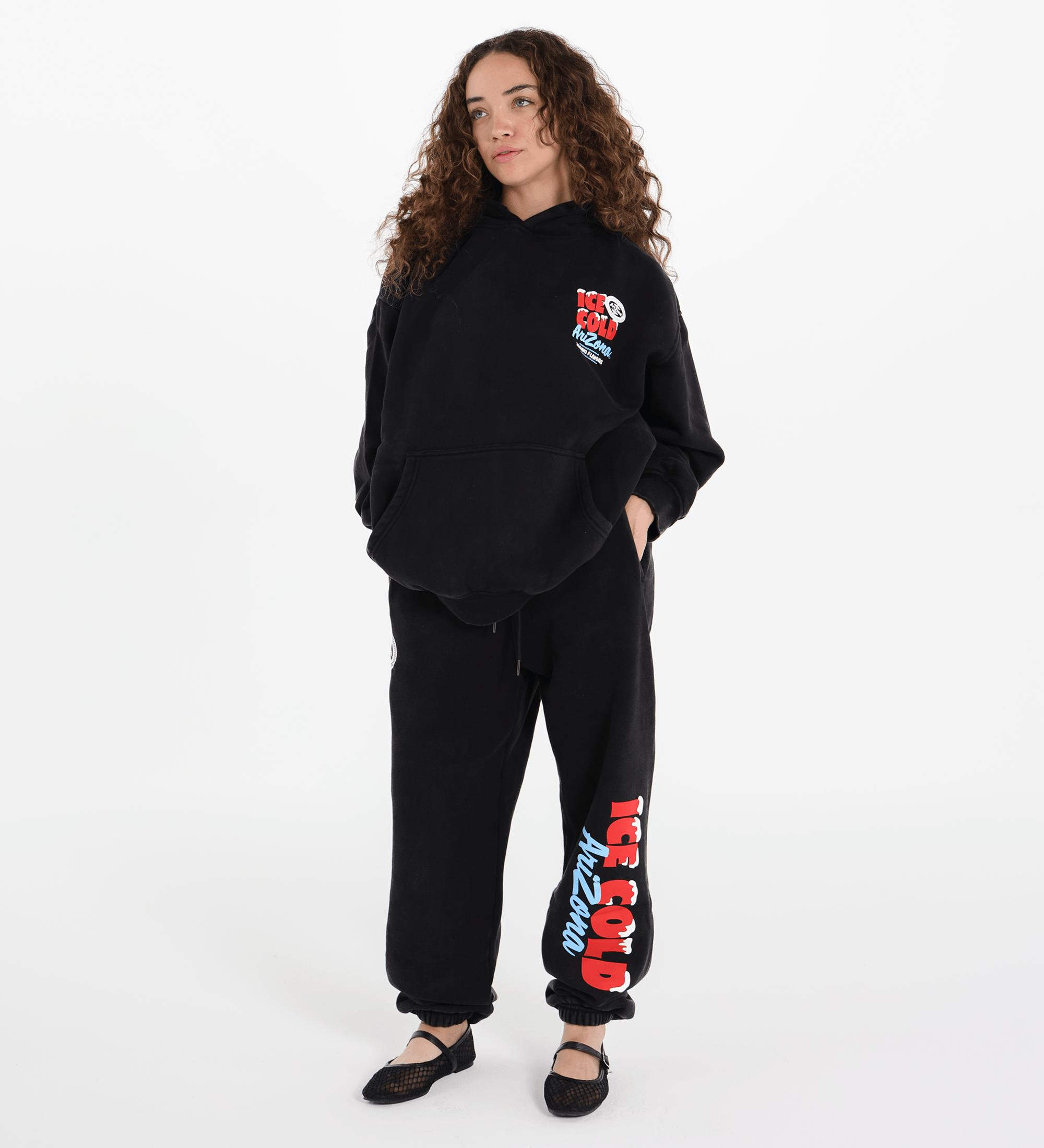 Black & Red Ice Cold Cotton-Blend Sweatpants