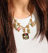 Goldtone & Resin Cow Skull Lemon Tea Charm Set