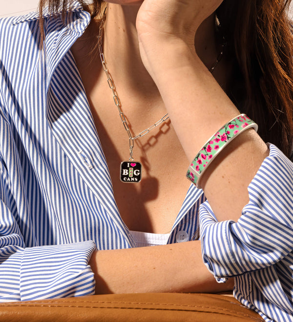 Silvertone & Resin Cherry Blossom Bangle