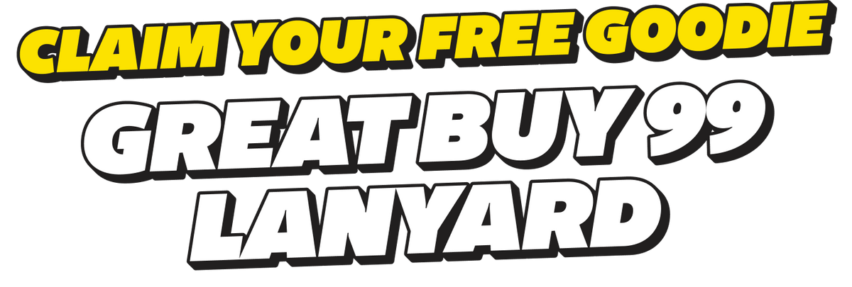 Promotional text for a free Goodie Great Buy 99 lanyard offer.