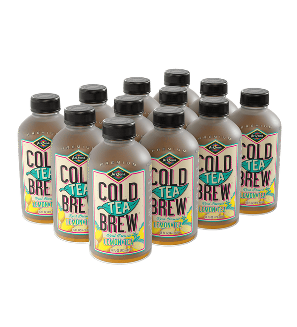 Multiple bottles of AZ lemon Cold Tea Brew with visible labels
