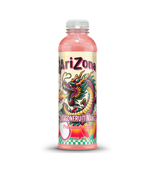 Bottle of Arizona Dragonfruit Mango fruit juice cocktail