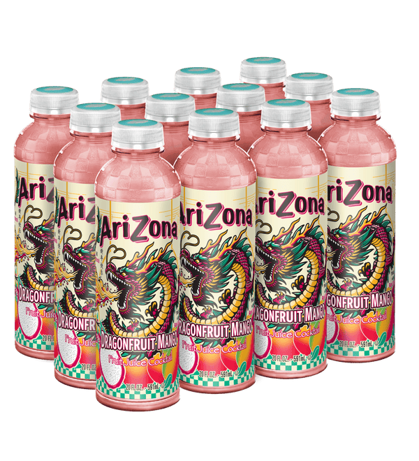 12 20oz bottles of AriZona Dragonfruit Mango flavored juice 