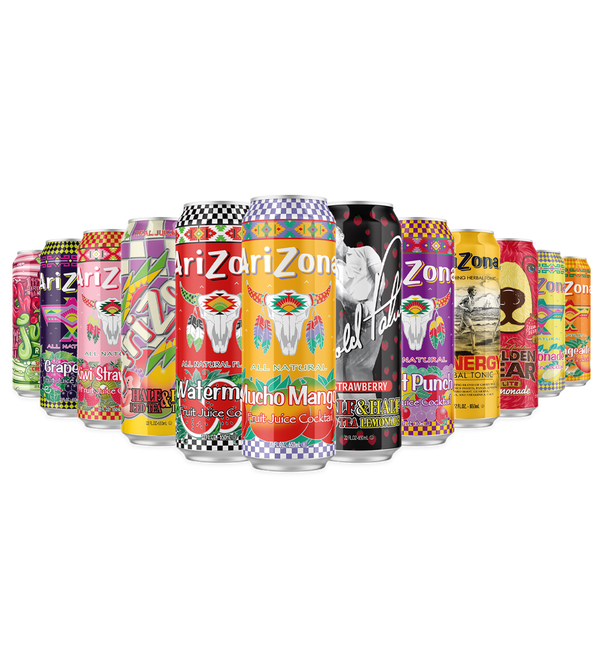 [Pack of 12] AriZona Iced Tea Variety Pack, 12 Flavor Can Pack, Lemon Iced,  Rasberry Iced, RX Engery, Half & Half, Black & White Iced, Kiwi