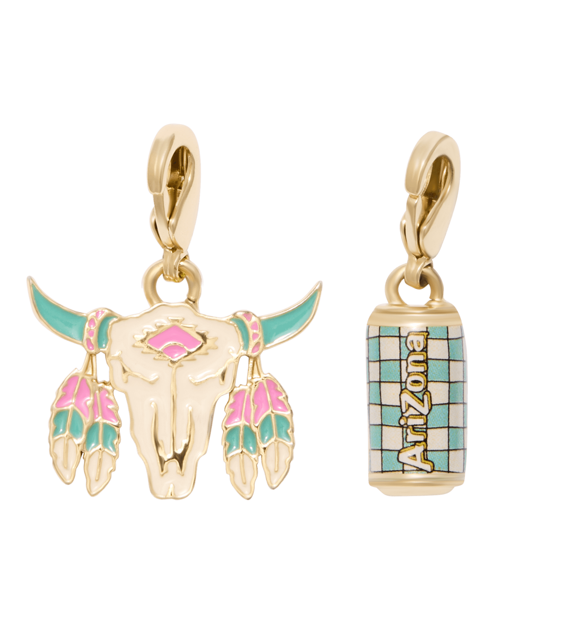 Goldtone & Resin Cow Skull Lemon Tea Charm Set