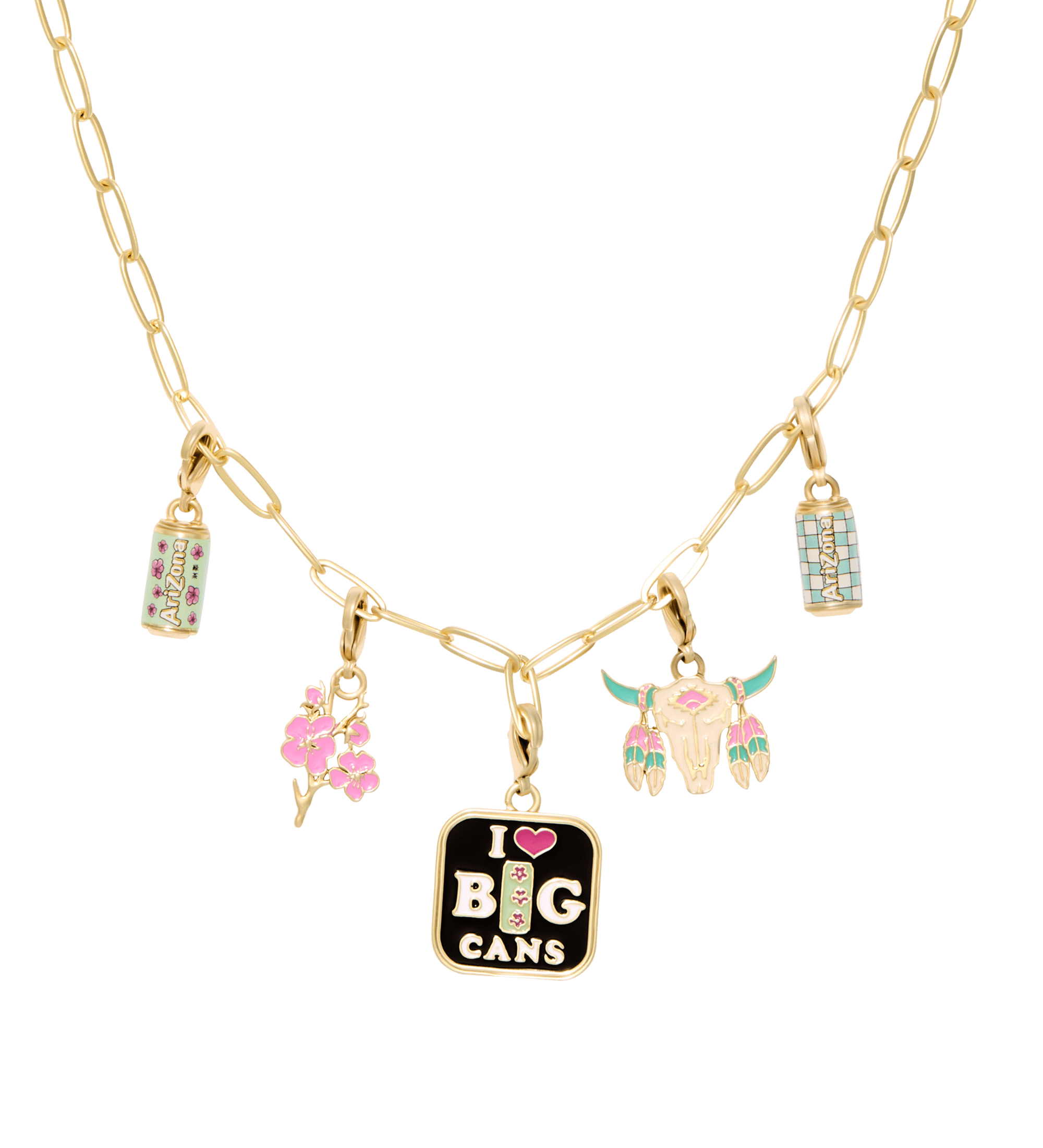 Goldtone & Resin Cow Skull Lemon Tea Charm Set