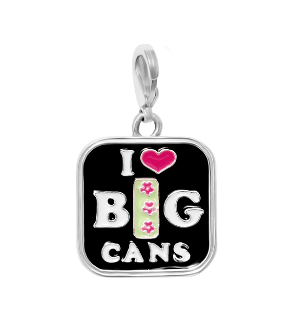 Silvertone & Resin I Love Big Cans Pendant Necklace
