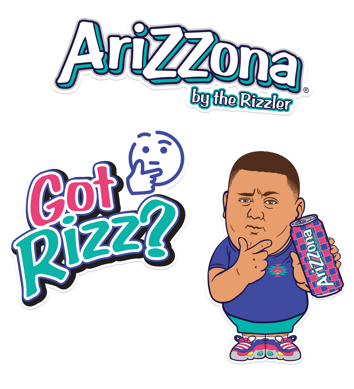 Blue Raspberry Rizzler Rizzler Berry 3-Piece Sticker Set – DrinkAriZona