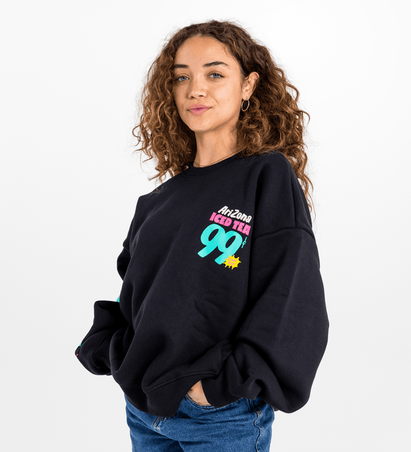 Black Signage Cotton-Blend Crewneck Sweatshirt