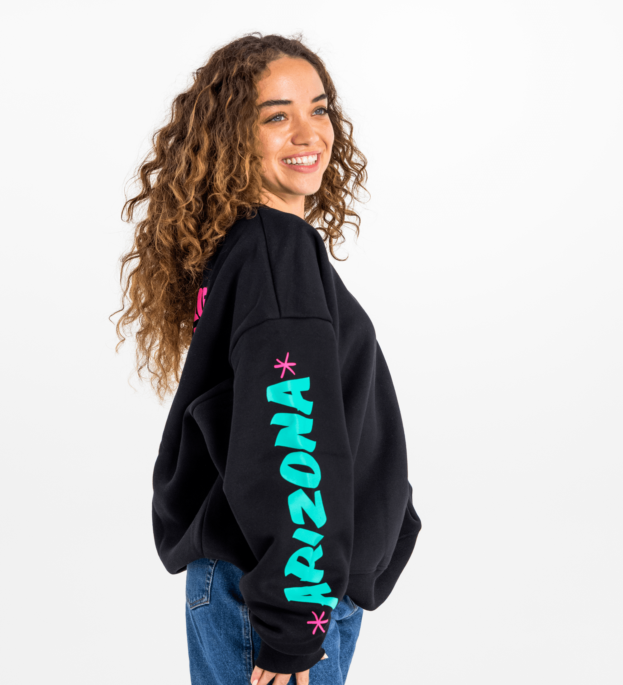 Black Signage Cotton-Blend Crewneck Sweatshirt