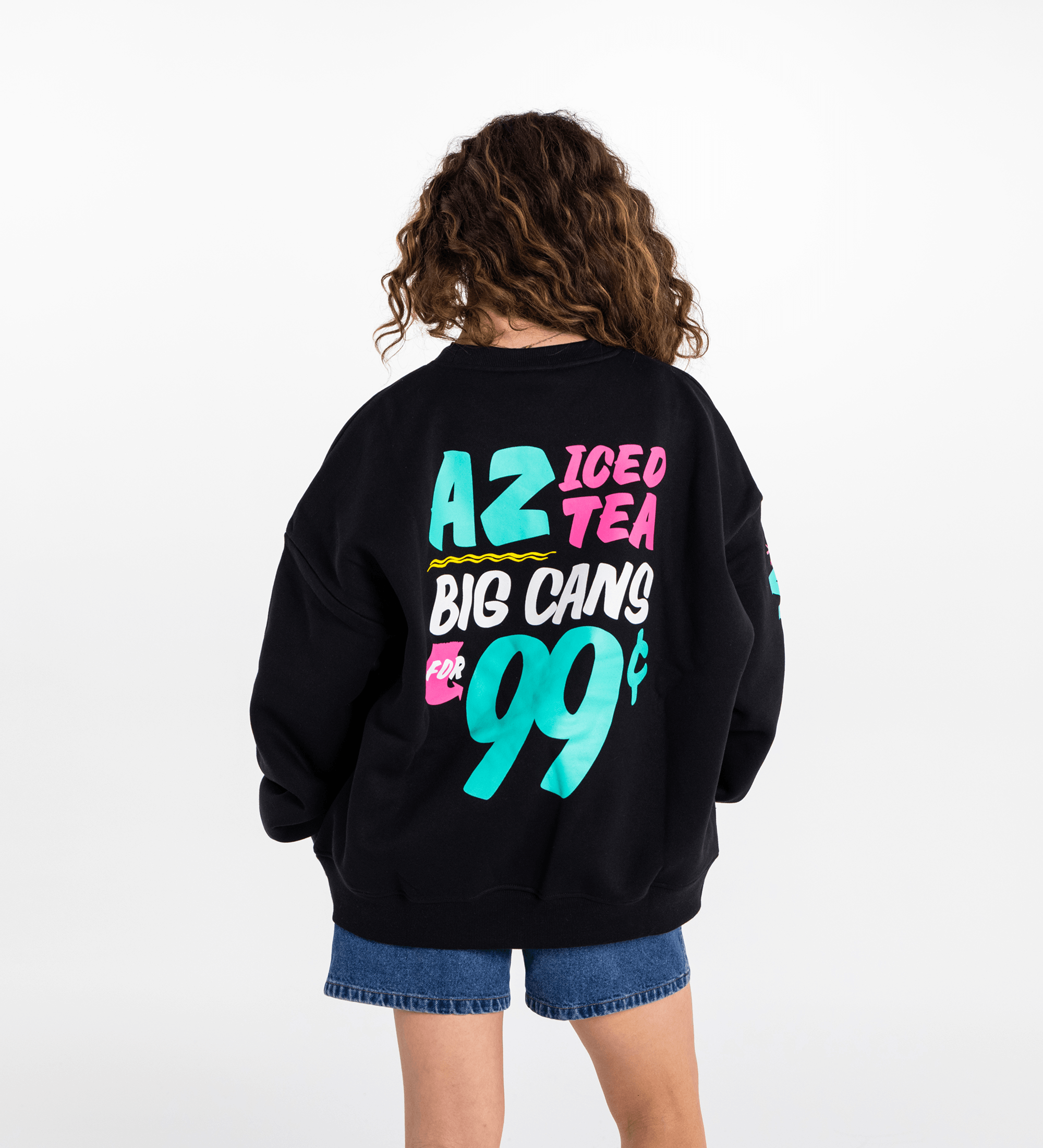 Black Signage Cotton-Blend Crewneck Sweatshirt
