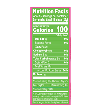 Watermelon Sour Fruit Snacks Nutrition Facts