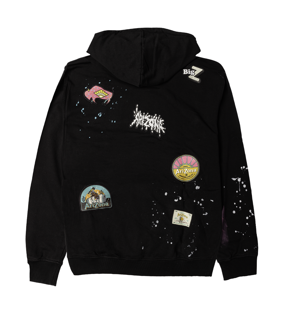 Black paint splatter hoodie on sale