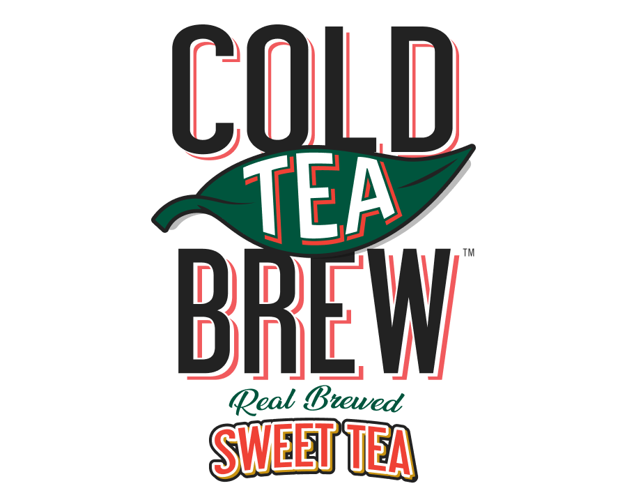 Logo for Cold Tea Brew sweet tea with a green leaf graphic 
