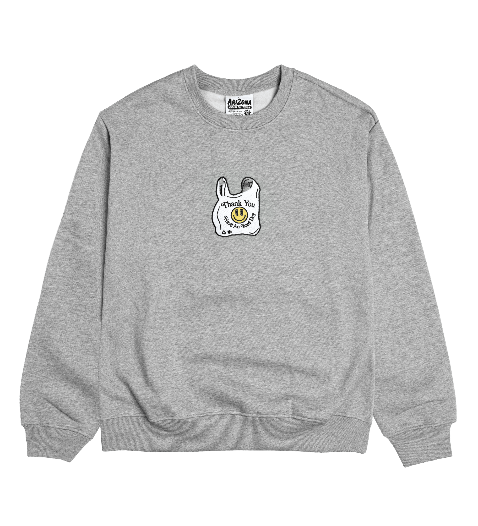 Gray Thank You Smiley Face Crewneck Sweatshirt