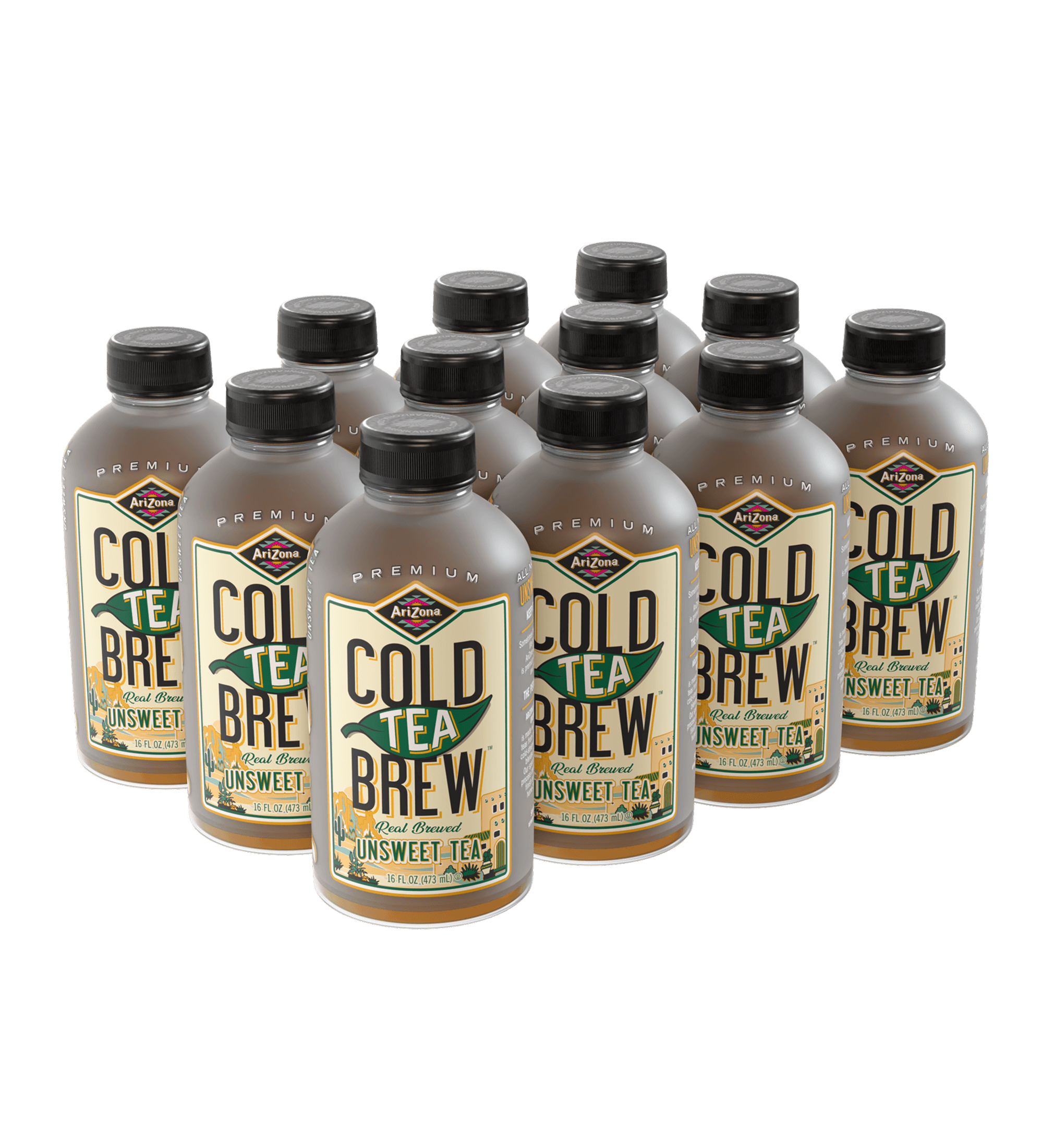 Multiple bottles of Az unsweet Cold Tea Brew