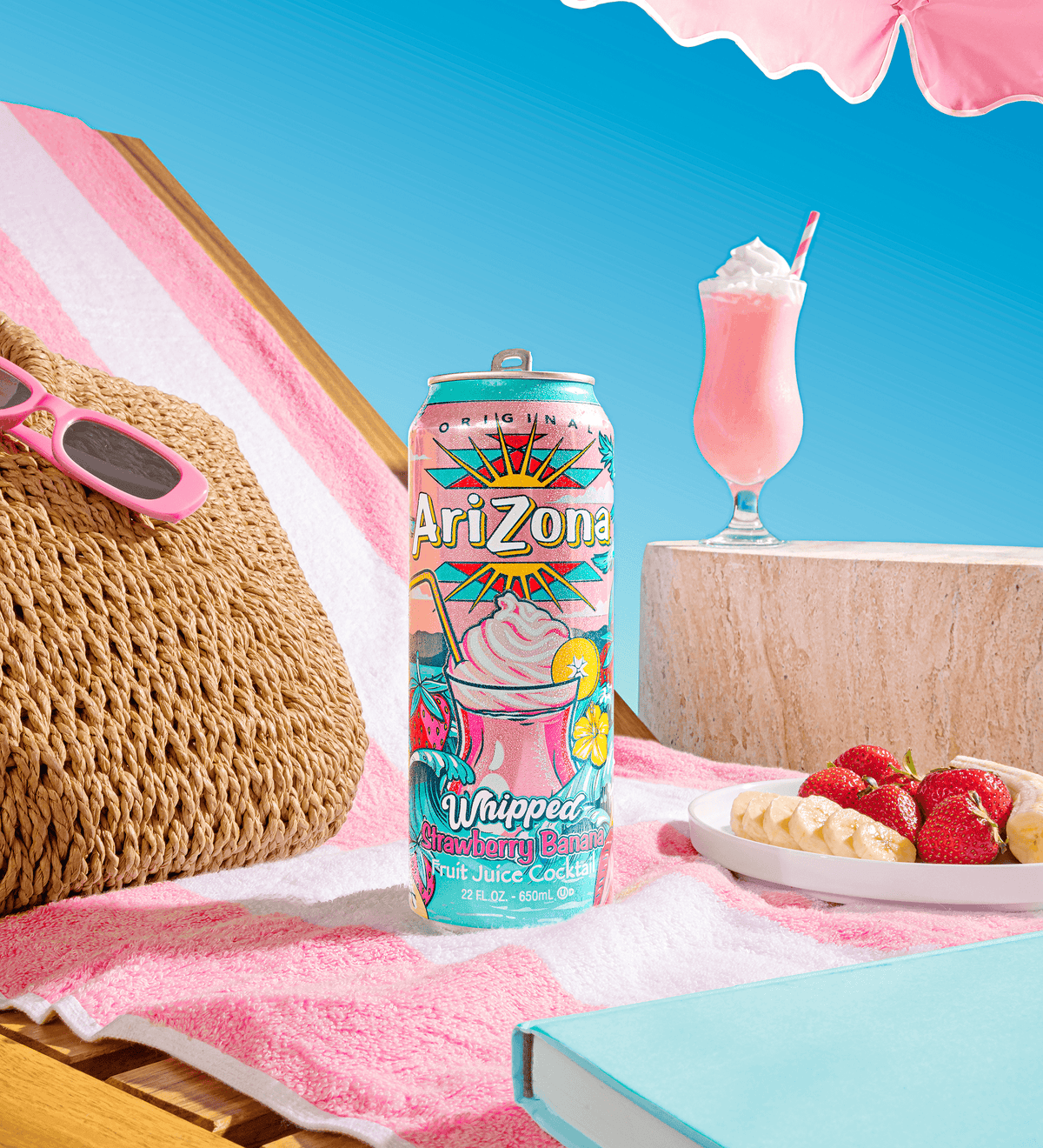 Whipped Strawberry Banana Juice Cocktail | 22 oz. Big Can / 12-pack