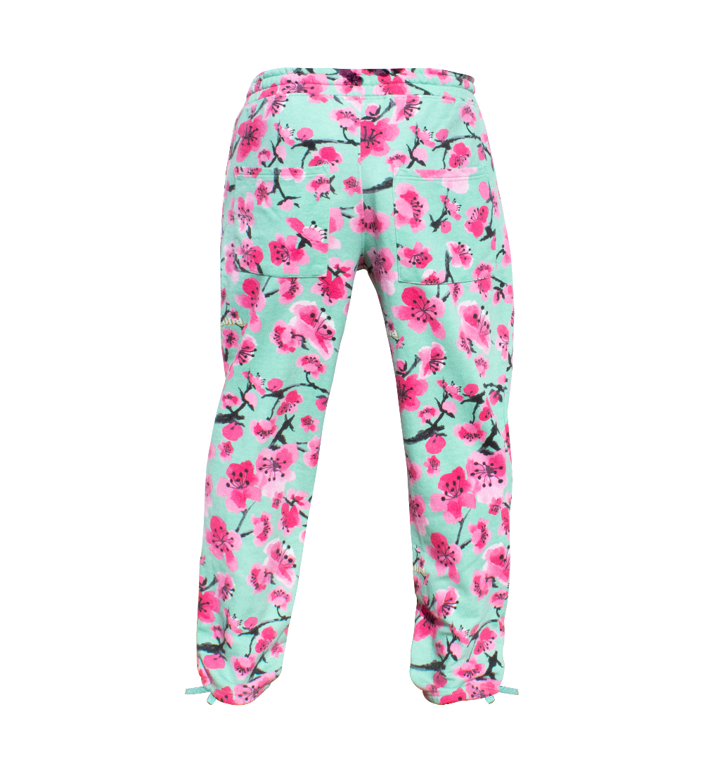 Teal & Pink Cherry Blossom Cotton Sweatpants