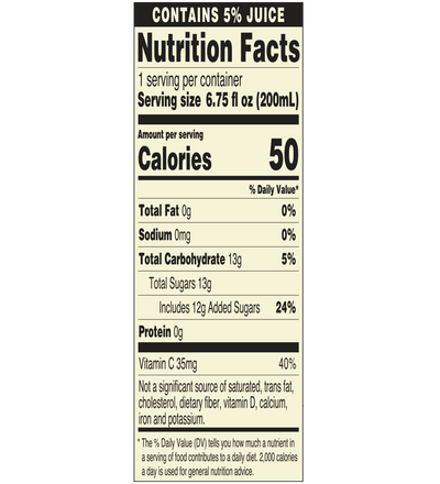 Lemon Tea Juice Box Nutrition Facts