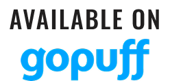 Gopuff logo with text 'Available on Gopuff' in black and blue.
