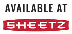 Sheetz logo with 'Available at' text on a white background