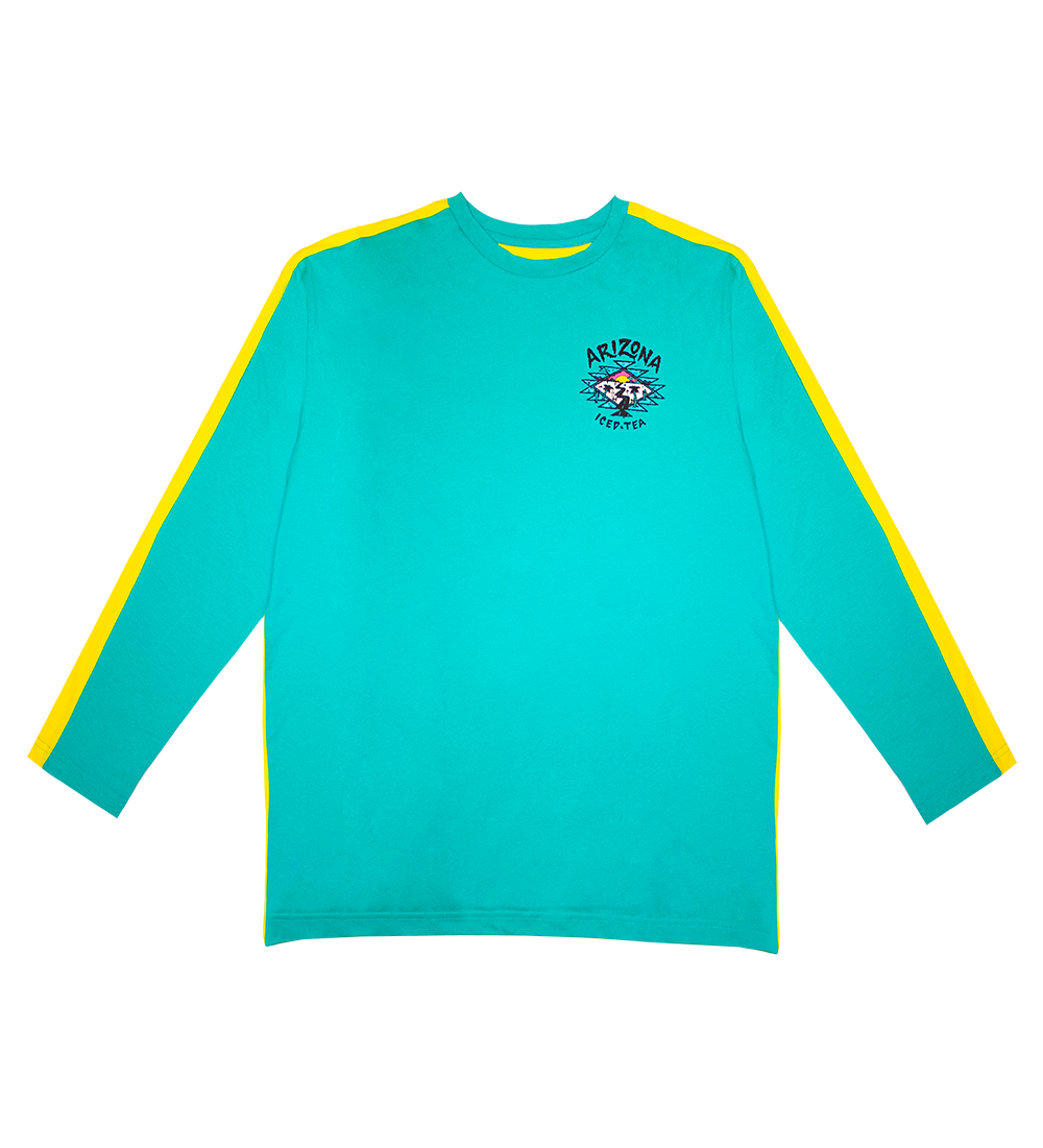 Color Block T-Shirt - Skater Teal/Yellow Long Sleeve - AriZona