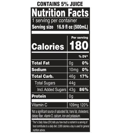 AriZona Arnold Palmer 16.9oz Real Sugar Iced Tea and Lemonade Natural Nutrition Facts