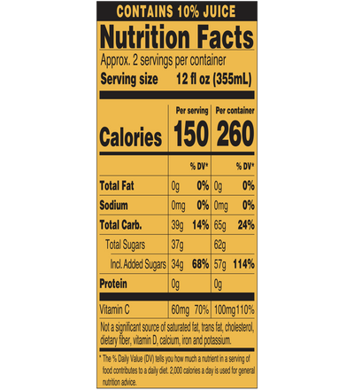 Rx energy 20oz tallboy nutritional label